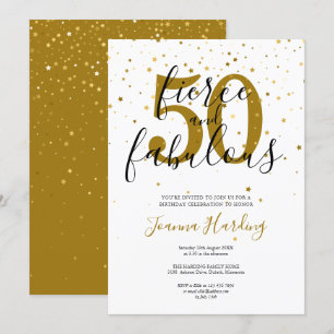 Convite Feroz e Fabuloso Aniversário Dourado e Preto