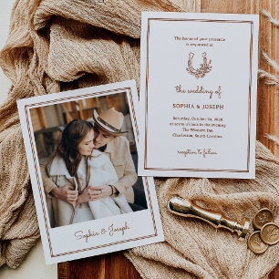 Convite Ferradura Floral Foto Casamento Western