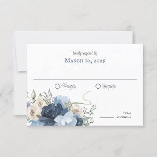 Convite Ferraduras e Flores Rústicas Madeira Marinha