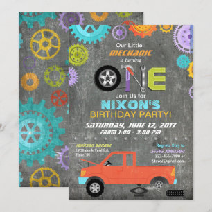Convite Ferramentas de engrenagens mecânicas de carro Ani