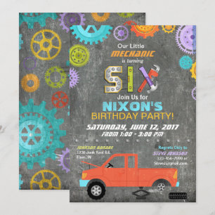Convite Ferramentas de engrenagens mecânicas de carro Ani