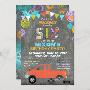 Convite Ferramentas de engrenagens mecânicas de carro Aniv