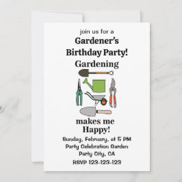 Convite Ferramentas de jardinagem Festa de aniversário de