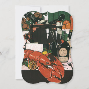 Convite Fest da lagosta do vintage com Champagne; Partido