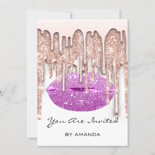 Convite Festa 16º Beijo Vermelho Lábios Rosa Brilho Branco