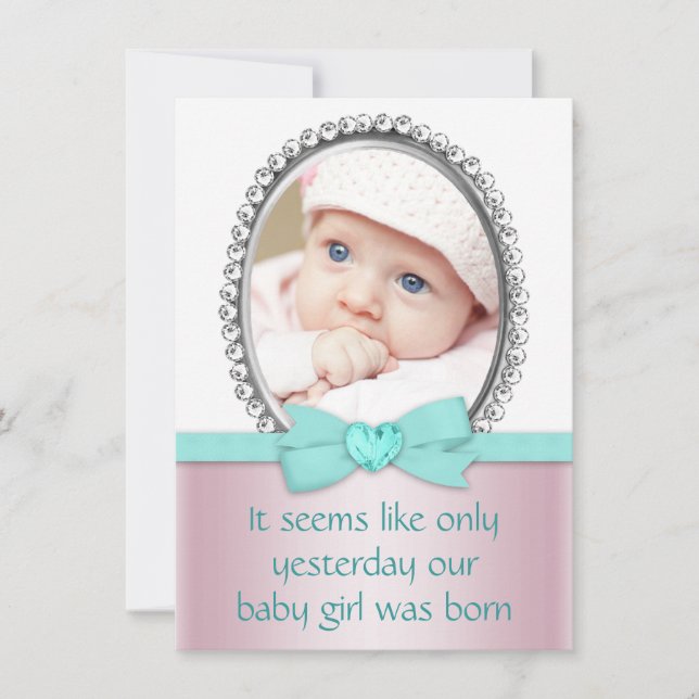 Convite Festa 16 de Azul Rosa e Teal (Frente)