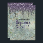 Convite Festa 16 de Sereia Doce Roxo de Prata<br><div class="desc">Personalizar para qualquer evento.</div>