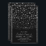 Convite Festa 16 Doce de Confetti Preto e Prata<br><div class="desc">Personalizar para o seu evento!</div>