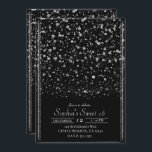 Convite Festa 16 Doce de Confetti Preto e Prata<br><div class="desc">Personalizar para o seu evento!</div>