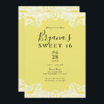 Convite Festa 16 elegante de rendas amarelas e brancas<br><div class="desc">Personalizar para qualquer evento</div>