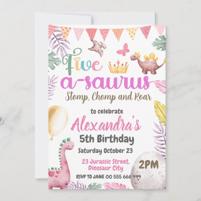 Convite Festa 5 A-Saurus, 5 de Nascimento, Garota 5 A-Saur (Frente)