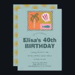 Convite Festa à Beira-Mar  Moderno e Fofo ANIVERSÁRIO Pers<br><div class="desc">Cartão perfeito e fofo para um convite divertido! Arte feita à mão para você! Perfeito para um aniversário à beira-mar ou outra celebração.</div>