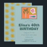 Convite Festa à Beira-Mar  Moderno e Fofo ANIVERSÁRIO Pers<br><div class="desc">Cartão perfeito e fofo para um convite divertido! Arte feita à mão para você! Perfeito para um aniversário à beira-mar ou outra celebração.</div>