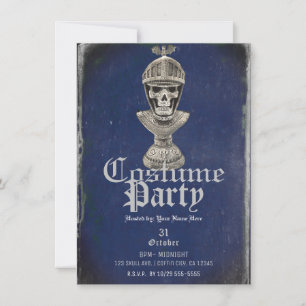 Convite Festa a Fantasia de Esqueleto Cavaleiro Azul no Ha