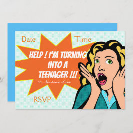 Convite Festa adolescente engraçada de pop Art
