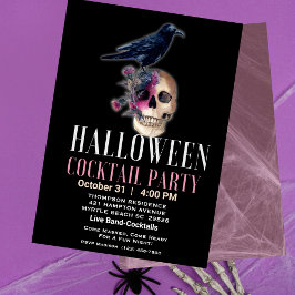 Convite Festa Adulta do Coquetel Crow do Halloween Skull