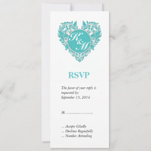 Convite Festa Alegre Azul Turquesa E Coração De Damasco Br