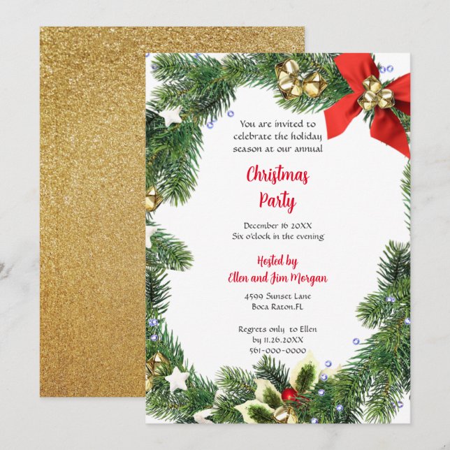 Convite Festa Alegre de Natal com Verde de Natal  (Frente/Verso)