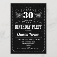 Festa aniversário de 30 anos - Branco Preto