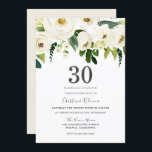 Convite Festa aniversário de 30 anos de Flores Brancas de<br><div class="desc">Convite de festas aniversário de 30 anos das Flores de Champanhe Branco Ver coleção correspondente em Niche e Nest Store</div>