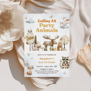 Convite Festa aniversário de 3 anos de Animais da Floresta