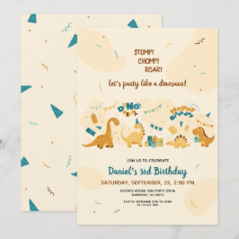 Convite Festa aniversário de 3 anos Dino dos Dinossauros C