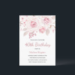 Convite Festa-aniversário de 40 anos de Rosa de mulheres e<br><div class="desc">Convite de festas de aniversário de 40 anos Elegantes Rosa Blush Cor-de-rosa Ver coleção correspondente em Niche e Nest Store</div>