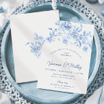 Convite Festa aniversário de 40 anos Dusty Blue Floral<br><div class="desc">Elegante rosa azul de aniversário de 40 anos floral.</div>
