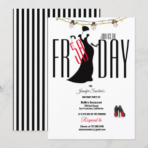 Convite Festa aniversário de 40 anos stripes Stiletto únic