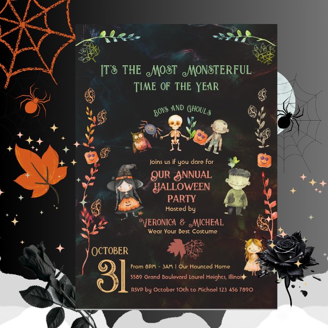 Convite Festa Anual de Costume de Halloween (Annual Halloween Costume Monster Party Invitation)