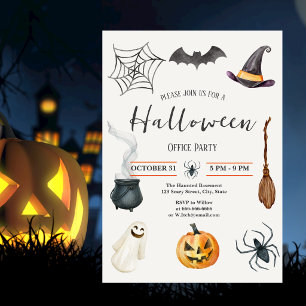 Convite Festa Anual de Halloween Divertida no Escritório