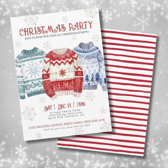 Convite Festa Anual de Natal Colorida e Festiva (Festive Colorful Annual Christmas Party Invitation)