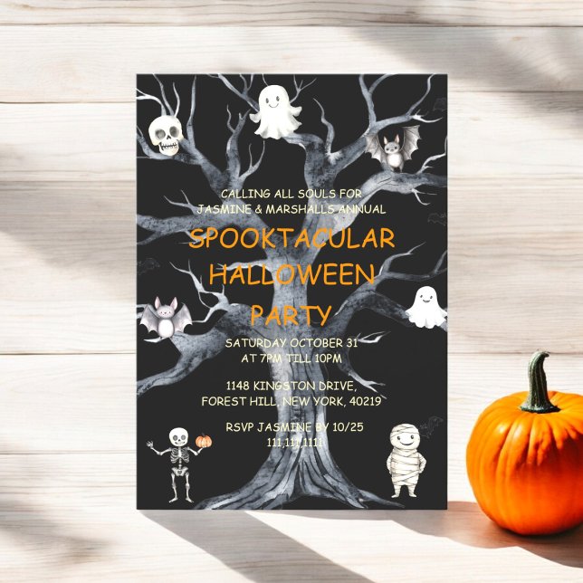 Convite Festa anual do Halloween da Família (spooktackula halloween party invitation , fully ediatable )