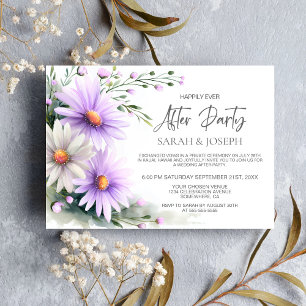 Convite Festa Após Casamento com Margaridas Roxas e Branca