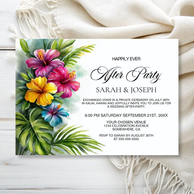 Convite Festa Após Casamento de Hibisco Tropical (Criador carregado)