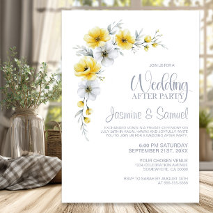 Convite Festa Após Casamento Floral Amarelo e Branco