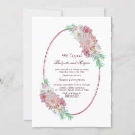 Convite Festa Após Casamento Floral Oval Rosa