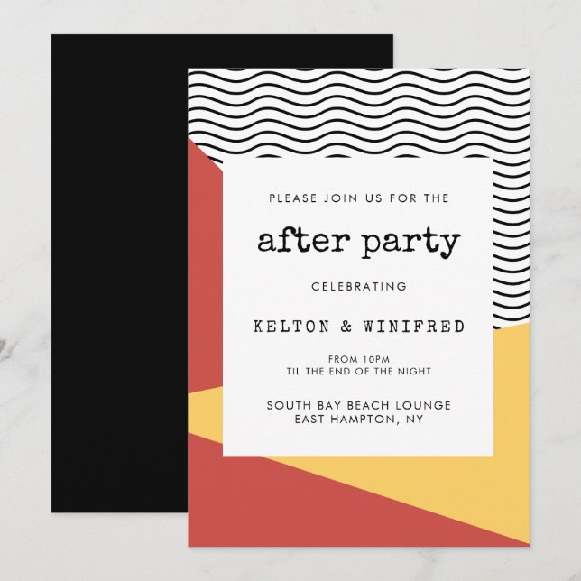 Convite Festa após o estilo pop art Memphis dos anos 80 (Frente/Verso)