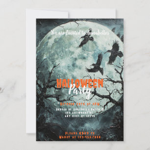Convite Festa Assustadora de Halloween das Aves Negras da 