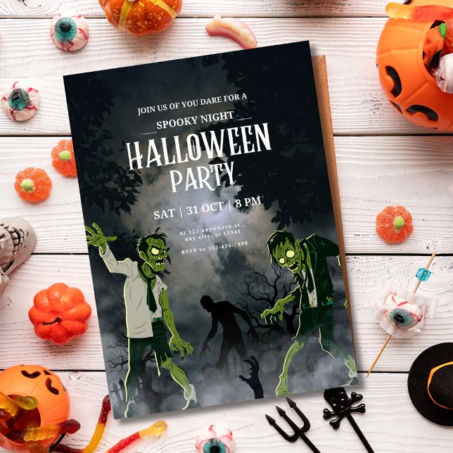 Convite Festa Assustadora de Halloween Noite de Terror Tem (Criador carregado)