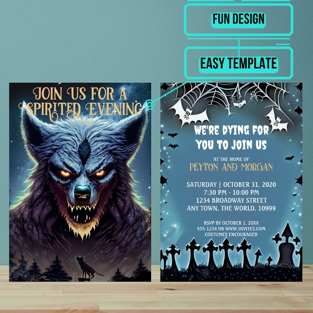 Convite Festa Assustadora do Halloween de Werewolf (Use these awesome invitations to get your guest in the mood right away. )