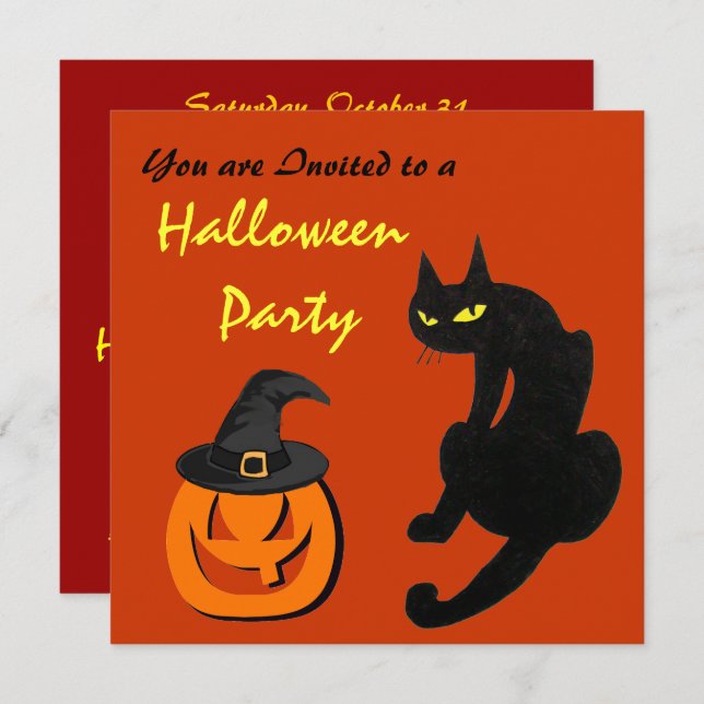 CONVITE FESTA BLACK CAT HALLOWEEN (Frente/Verso)