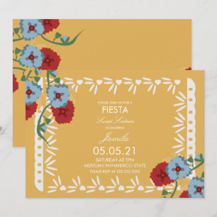 Convite Festa Botânica Papel Picado Sweet 16 Mexicana