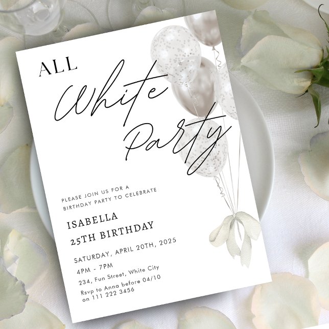 Convite Festa Branca A Night in White Birday (All White Party A Night in White Birthday Invitation)