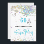 Convite *~* Festa Branca de Espumantes de 60 Anos<br><div class="desc">* 60.º Genérica Melhorada Energeticamente (EDIT AGE, se necessário) Convite de aniversário Esfestivo Feminina em Esfregaço. Este design é muito leve em vibração com o Rainbow Glitter e um divertido Script de Na moda Moderno. A cor de fundo é BRANCO. As cores do confete brilhante são pastel ombre. Este 60.º...</div>