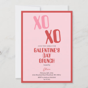 Convite Festa Brunch do Dia de Galentine Rosa Amizade