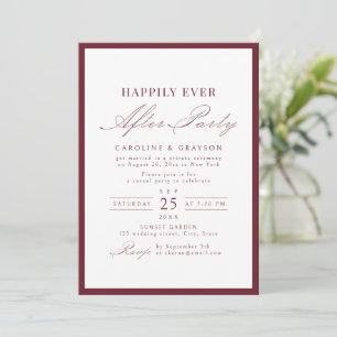 Convite Festa Burgundy Typography Felizes Para Sempre