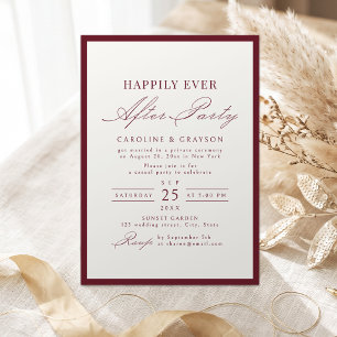 Convite Festa Burgundy Typography Felizes Para Sempre
