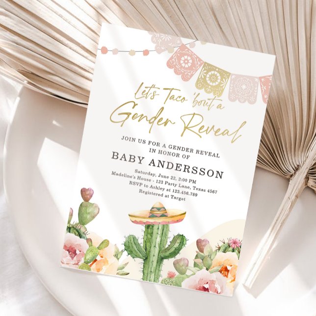 Convite Festa Cacto Aquarela Revelação do Sexo do Bebê  (Criador carregado)