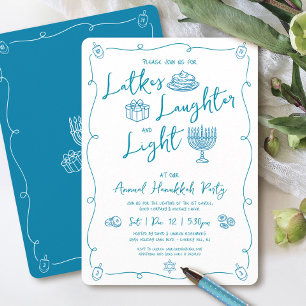 Convite Festa caprichosa e alegre de Hanukkah Latke Luz